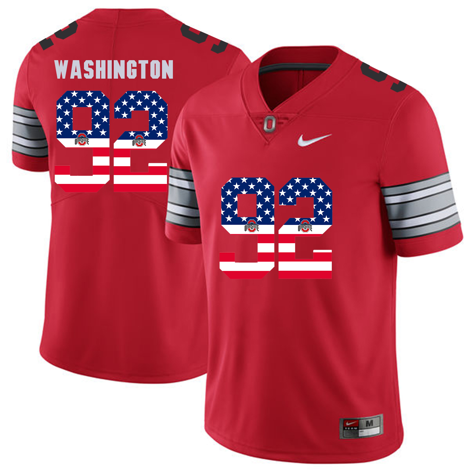 Men Ohio State #92 Washington Red Flag Customized NCAA Jerseys